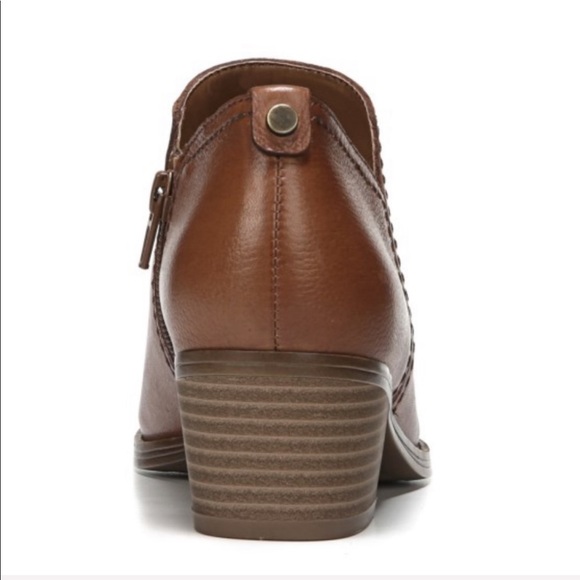 Cognac Distressed Leather Short Ankle Bootie - Picture 6 of 8